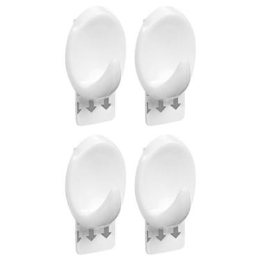 Imagem de Gancho Oval Plástico Branco Com Adesivo P - 4 Unidades - Or30111 - Ordene