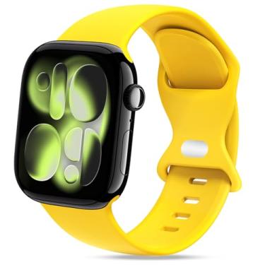 Imagem de STG Sport Pulseira de relógio compatível com Apple Watch de 38 mm, 40 mm, 41 mm, 42 mm, 44 mm, 45 mm, 49 mm, P/M e M/G para mulheres/homens, pulseira de silicone macio à prova d'água, acessórios para iWatch Ultra SE Series 8/7/6/5/4/3/2/1 (38 mm/40 mm/41 mm M/G, amarelo neon)