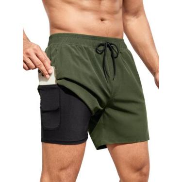 Imagem de Calções de banho SILKWORLD masculinos 6 de secagem rápida com forro de