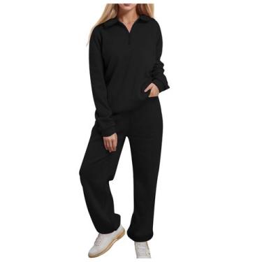 Imagem de Conjunto de roupas femininas Lounge com capuz e calça de moletom com m