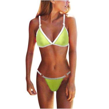 Imagem de Moda feminina sexy terno de biquíni de cor pura estilo quente conjunto