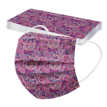 Imagem de Máscara descartável boêmia de moda adulta Padrão Paisley Proteção de c