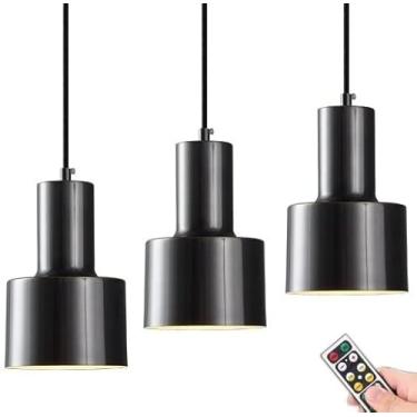 Imagem de Mini luminária pendente operada por bateria com controle remoto, luminária suspensa de metal moderna para ilha de cozinha, quarto, sala de jantar, bar, lustre sem fio, luminária de teto inte