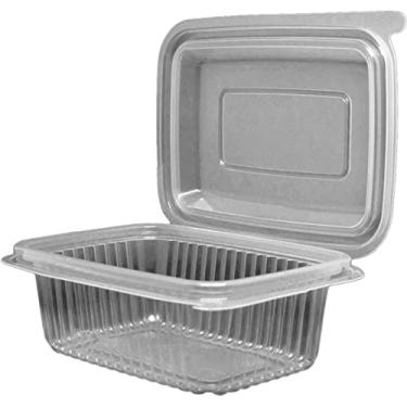 Imagem de Pote Descartável, Rioplastic, 500 ml, Retangular, Com Tampa Articulada, GNA, Transparente, Pacote com 24