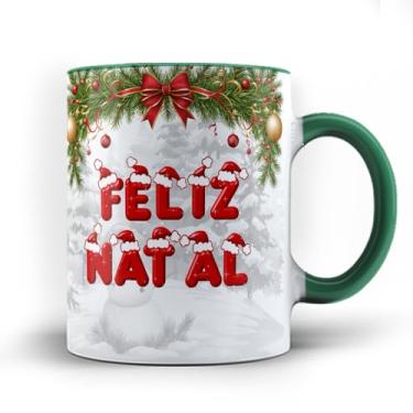 Imagem de Caneca xicara porcelana enfeites Feliz Natal 25 (Preta)