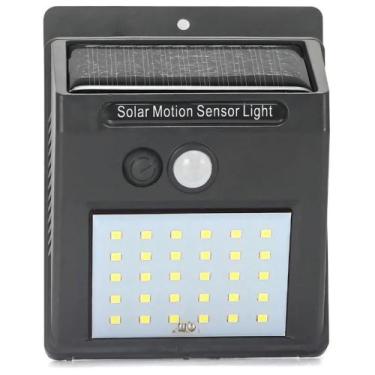 Imagem de Luminária Parede Solar 30 Leds Sensor Movimento Luz Preto - MXM