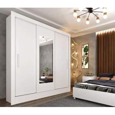 Imagem de Guarda Roupa Valência com Espelho 3 Portas 4 Gavetas Tcil Móveis Branc