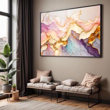 Imagem de Quadro com Moldura e Acrilico Cristal Vidro Sala Quarto Abstrato Moder