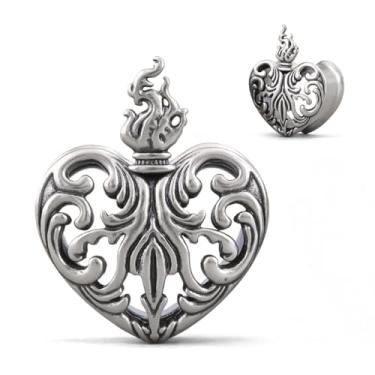 Imagem de ERKUOO 2 peças 2g 0g 00g-2.5 cm Gótico Ear Gauge banhado a prata turbina espiral túneis orelha túneis Sagrado Coração de Jesus Plug Gauges Retro Trendy Body Piercing Jewelry para homens e mulheres, 7