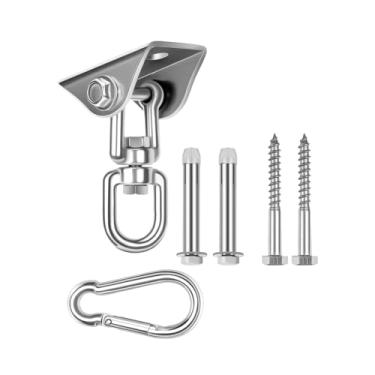 Imagem de 360°Rotating Hammock Hanging Kits, Heavy Duty Hanging Hooks for Swing Hanging Hook, Stainless Steel 1200 lb for Chair, Yoga, Black/1085(Argent)