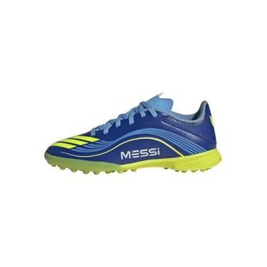 Imagem de adidas Tênis infantil unissex F50 Messi League Turf, Team Royal Blue/Solar Yellow/Semi Blue Burst, 16