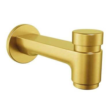 Imagem de Bico de banheira de latão sólido Hammerhead com desviador de mola, 17,3 cm de comprimento, 1/5.1 cm FNPT ou 3/10.2 cm MNPT bico de banheira rosqueada, torneira de banheira resistente, ouro escovado