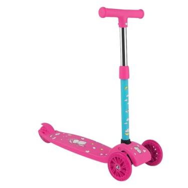 Imagem de Patinete Infantil 3 Rodas Até 40kg Luz Nas Rodinhas Cor Rosa Menina Unicórnio Dobrável Altura Ajustável Pink Brinquedo de Natal