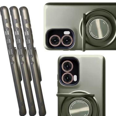 Imagem de Capa Moto G85 5G Capinha Motorola Proteção Anti-Choque Case Fashion Anel 360° Suporte Placa Magnética Integrada (Cinza)