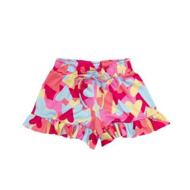 Imagem de Shorts Bermuda Infantil Menina Saída Praia Malha Proteção Uv - Fofotin