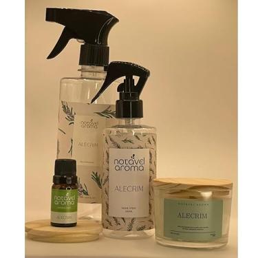 Imagem de Kit Aromatizador Agua Perfumada Home Spray Essencia e Vela Aromatica 100g (ALECRIM)