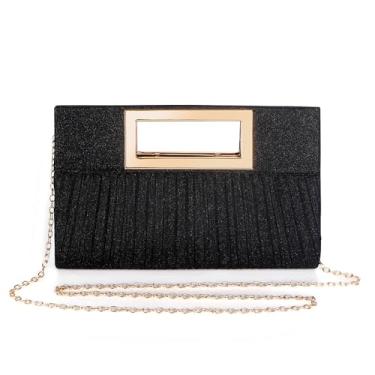 Imagem de As bolsas de mão com alça plana para mulheres, elegante bolsa de noite plissada, bolsas formais à noite, bolsas de festa, casamento, coquetel, formatura