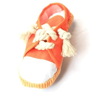 Imagem de Generic Brinquedo de Sapato para Animais de Estimação Durável Sapatos de Lona para Animais de Estimação Mastigar Som para Aliviar o Tédio Simulado Brinquedo de Moagem para Cães e Gatos (Laranja)
