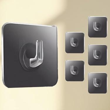 Imagem de 5 peças de ganchos adesivos transparentes resistentes – Ganchos de parede adesivos fortes para chaves, toalhas, chapéus, casacos, organizadores no banheiro
