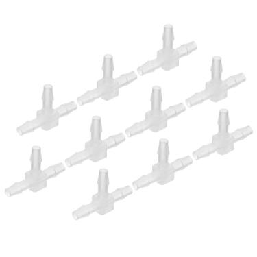 Imagem de Encaixe de farpa de mangueira de plástico de 1/20.3 cm, 10 peças igual em forma de T 3 vias adaptador de emenda união interseção farpada dividida para ar água combustível gás líquido tubo
