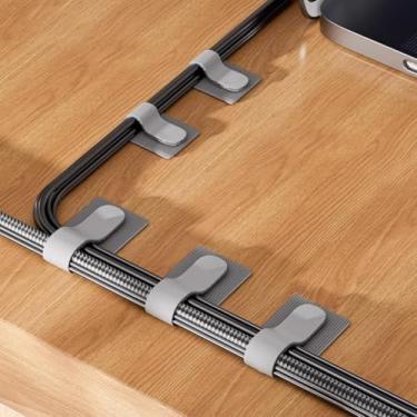 Imagem de Organizador de cabos de 10 peças – Artefato de armazenamento de cabos de dados para computador desktop, braçadeira de cabo de gerenciamento de fios para escritório em casa, fixador de roteamento de
