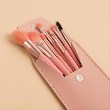 Imagem de Conjunto de pincéis de maquiagem premium de 8 peças com estojo de viagem - multiuso para blush, iluminador, sombra, corretivo - cerdas macias para iniciantes e profissionais