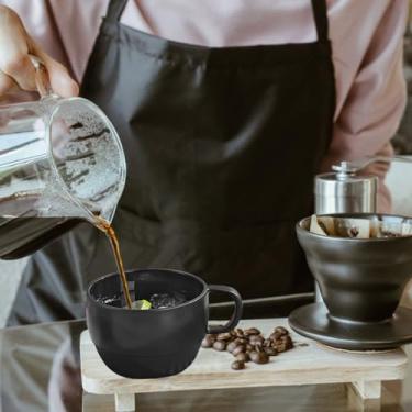 Imagem de 1 xícara reutilizável, xícara de café de plástico, para casa e acampamento, copo de água com palha, para café, bebida, água, chá, suco e leite, pode ser lavado na lava-louças (preto)