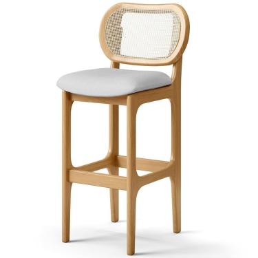 Imagem de Banqueta Alta Para Cozinha Bancada Sala Tela Betta Fixa L02 Linho Cinza - Lyam