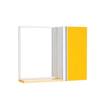 Imagem de Espelho para Banheiro com Armário Amarelo Barra Vertical