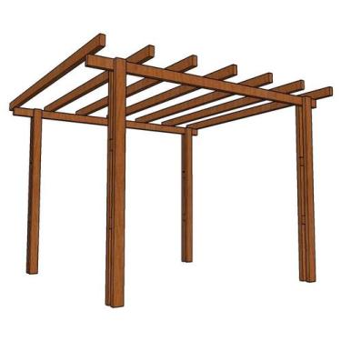 Imagem de Pergolado Madeira Plástica Maciça Marrom 300x300x250cm 7 Peças Cobertu
