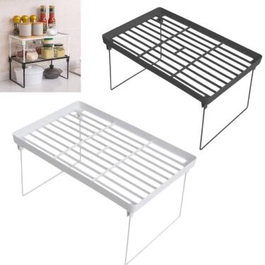 Imagem de Prateleira Dobravel Armario Organizador Empilhavel Ajustavel Multifuncional Cozinha Pia Banheiro Mesa Sapateira Estante