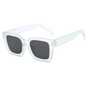 Imagem de JRLLFD Óculos de sol femininos de luxo, armação grande, masculino, feminino, UV400 (cinza transparente)