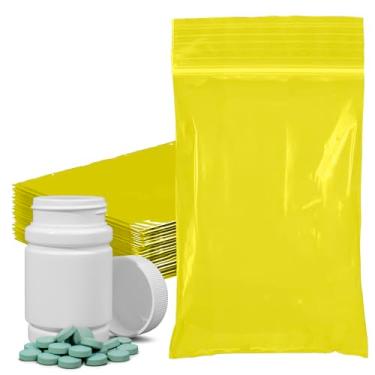 Imagem de PUREVACY Sacos amarelos com zíper para embalagem, 7 x 12 cm. Pacote com 1000 sacos de plástico. Sacos de plástico recicláveis. Sacos de zíper de polietileno de 2 mm de espessura. Saco reciclável com