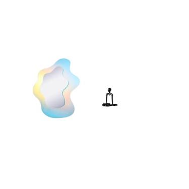 Imagem de Fenteer Espelho Moderno Ondulado em Acrílico com Escultura Abstrata de Pensador, Ideal para Decoração de Parede de Banheiro, Estante Ou Armário de Quarto.