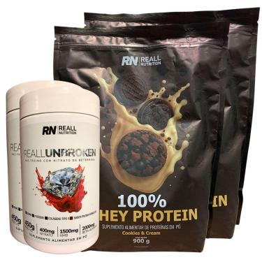 Imagem de Kit 2 Combo Pré-Treino + Whey Suplemento Reall Nutrition-Unissex