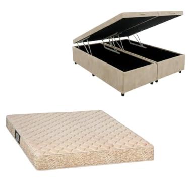 Imagem de Cama Box Baú Bipartida Blindada com Colchão de Espuma Toulon D33 (SUEDE BEGE, Queen)