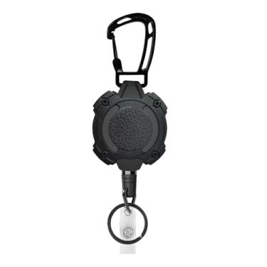 Imagem de Chaveiro retrátil com clipe de cinto, porta-chaves de cartão de identificação resistente com suporte de crachá de anel com cordão de aço de 59,9 cm, 280 g