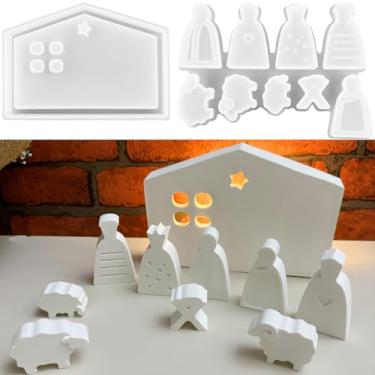 Imagem de Moldes de silicone de Natal, conjunto de moldes de vela de presépio da família Jesus, moldes de resina para fundição de epóxi faça você mesmo, decoração religiosa para festas domésticas, suprimentos