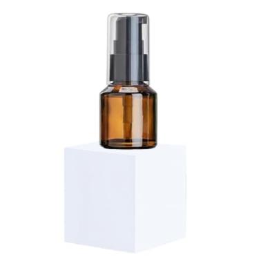 Imagem de Frasco de loção de vidro recarregável marrom de 15 ml vazio - Recipiente de amostra cosmética com cabeça de bomba de plástico preto - ideal para cremes, soros, emulsões, embalagens de viagem e géis de