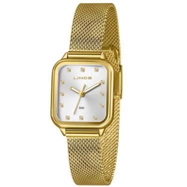 Imagem de Relógio Lince Feminino Ref: Lqgh253l26 S1kx Retangular Mesh Dourado