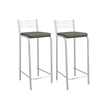 Imagem de Kit 2 Banqueta De Cozinha Gênova 2b705cr Aço 2 Un Cromado-linho Escuro - Kappesberg