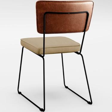 Imagem de Kit 06 Cadeiras L02 Couríssimo Camel Linho Bege Escuro