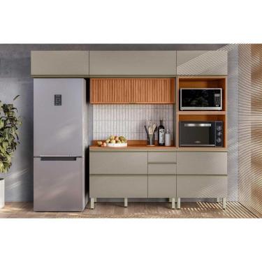 Imagem de Cozinha Completa Proença 4 Peças (2aéreos+1balcão+1torrequente) C4p201 Nogueira Touch-nude Prime - Demóbile