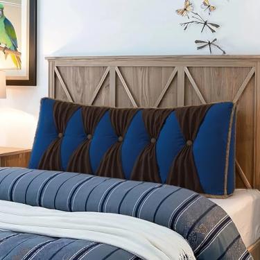 Imagem de BNCKTRD Almofada triangular de leitura, cabeceira de cunha para sentar na cama queen, suporte para encosto, almofada de parede, almofada de posicionamento, capa de veludo azul