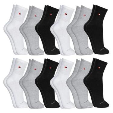 Imagem de Kit 12 Pares de Meias Sandrini Cano Médio Algodão Esporte Conforto, So