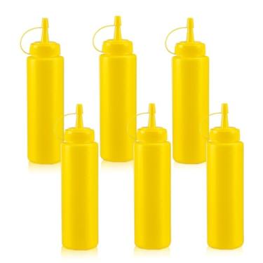 Imagem de WELKOR Garrafas de apertar para molhos, dispensador de condimentos à prova de vazamento, conjunto de garrafas de espremer de restaurante sem BPA com boca larga para ketchup, mostarda, xarope e molhos