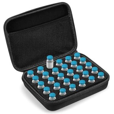 Imagem de LUMINFLY Estojo de insulina preto resistente à água, organizador de 30 compartimentos e bolso de malha, caixa de viagem rígida, armazenamento de geladeira