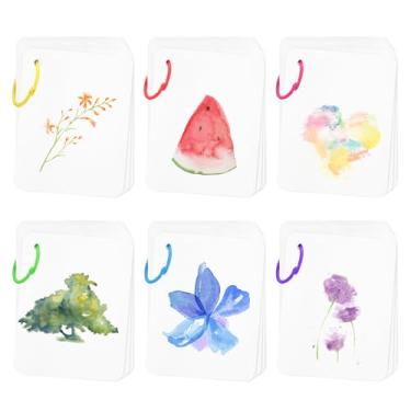 Imagem de 60 folhas mini caderno de desenho aquarela com anéis coloridos, 300 g/m2 / 63,5 kg papel de desenho texturizado aquarela portátil para viagem caderno de desenho (2,6 x 3,3 polegadas)