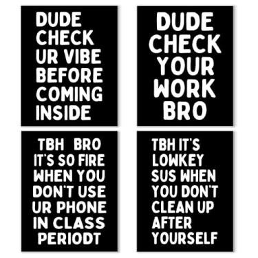Imagem de Noaleviax Conjunto de pôster engraçado do ensino médio - decoração de banheiro com tema de sala de aula do ensino médio, imagens motivacionais, arte de parede para sala de aula em casa, decoração