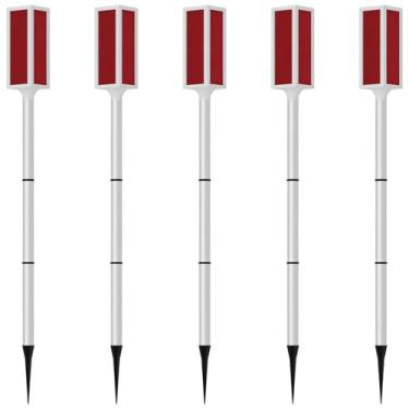 Imagem de LUMINFLY Luzes LED de barreira de tráfego movidas a energia solar, lâmpadas piscantes de construção de estradas, marcadores de sinal à prova d'água, pacote com 5 luzes de aviso de jardim e parque ao